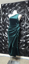 Load image into Gallery viewer, New Asos green crush velvet 1 arm dress          sz 12
