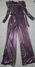 Load image into Gallery viewer, Kiwis boutique pink metallic jumpsuit         sz lrg, 10
