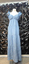 Load image into Gallery viewer, Motherhood denim long baby doll dress             szlrg
