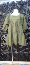 Load image into Gallery viewer, Army green baby doll dress            sz large
