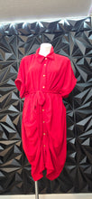 Load image into Gallery viewer, Shein red button down ruche dress           sz 2xl
