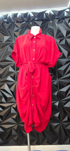 Load image into Gallery viewer, Shein red button down ruche dress           sz 2xl
