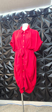 Load image into Gallery viewer, Shein red button down ruche dress           sz 2xl
