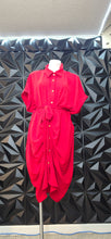 Load image into Gallery viewer, Shein red button down ruche dress           sz 2xl
