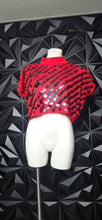 Load image into Gallery viewer, Contempo casuals  big sequin crop top            sz sm-large
