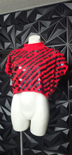 Load image into Gallery viewer, Contempo casuals  big sequin crop top            sz sm-large
