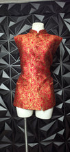 Load image into Gallery viewer, Gold and red button front vest                 sz 10 fit (see measurements)
