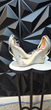 Load image into Gallery viewer, Betsey Johnson silver studded wedge heels         sz 8.5
