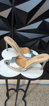 Load image into Gallery viewer, I.N.C silver slide in heels            sz 8
