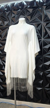 Load image into Gallery viewer, White poncho fringe dress            sz large
