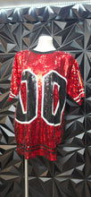Load image into Gallery viewer, Red 00 sequin top               sz untagged, large fit
