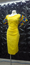 Load image into Gallery viewer, Muxxn yelllow ethnic bodycon dress             sz 2xl
