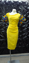 Load image into Gallery viewer, Muxxn yelllow ethnic bodycon dress             sz 2xl
