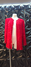 Load image into Gallery viewer, Valerie stevens vintage beaded/sequin open front blazer         sz untagged, medium fit
