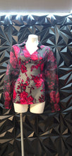 Load image into Gallery viewer, White house black market sheer floral print top        sz large
