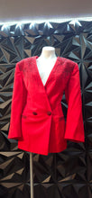 Load image into Gallery viewer, Emily red beaded blazer             sz 18, best fit sz 14
