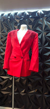Load image into Gallery viewer, Emily red beaded blazer             sz 18, best fit sz 14

