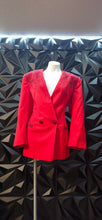 Load image into Gallery viewer, Emily red beaded blazer             sz 18, best fit sz 14
