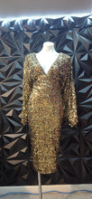 Load image into Gallery viewer, Boohoo gold sequin dress            sz 14
