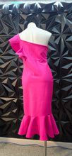 Load image into Gallery viewer, Fashion nova pink peplum 1 arm bandage dress            sz xl(10)
