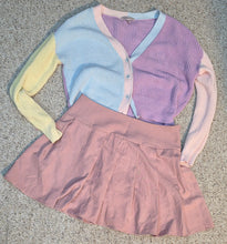Load image into Gallery viewer, Pink pleated skirt/cardigan  sz lrg, 10
