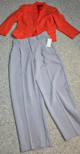 Load image into Gallery viewer, NWT New day high waist gray pleat pants/orange blazer 2 piece set           sz 10
