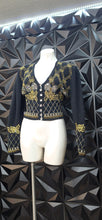 Load image into Gallery viewer, Premier Collection sequin/beaded crop cardigan        sz med-large
