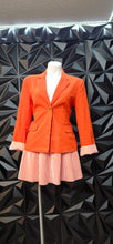 Load image into Gallery viewer, Stripe skirt/orange blazer  sz 8
