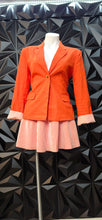 Load image into Gallery viewer, Stripe skirt/orange blazer  sz 8
