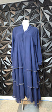 Load image into Gallery viewer, Navy layered rhinestone trim dress/duster              sz untagged, fitting sz 14-1x
