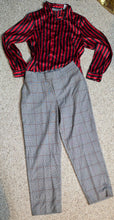 Load image into Gallery viewer, Stripe blouse/plaid pant 2 piece set    sz medium
