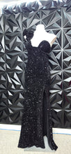 Load image into Gallery viewer, Fashion nova black sequin dress          sz med, best fitting sz small
