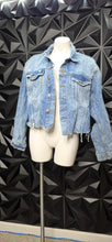 Load image into Gallery viewer, Oversize distressed denim jacket          sz med-large
