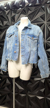 Load image into Gallery viewer, Oversize distressed denim jacket          sz med-large
