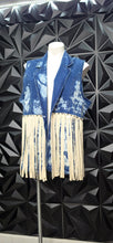 Load image into Gallery viewer, Denim fringe open front vest            sz lrg/xlrg
