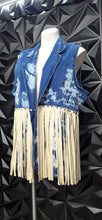 Load image into Gallery viewer, Denim fringe open front vest            sz lrg/xlrg
