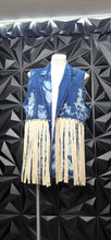 Load image into Gallery viewer, Denim fringe open front vest            sz lrg/xlrg
