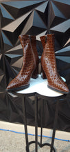 Load image into Gallery viewer, New Brown square print patent leather heels          sz 38=us 7
