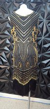 Load image into Gallery viewer, Sequin fringe dress                    sz untagged, best fit sz 14/16
