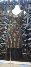 Load image into Gallery viewer, Vintage sequin and beaded fringe dress         szlarge,best fit sz medium
