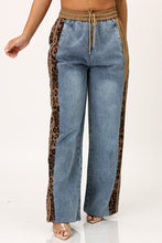 Load image into Gallery viewer, Jazmine Leopard Denim Drawstring Cargo Pants
