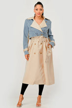 Load image into Gallery viewer, Denim Contrast Belted Trench Coat
