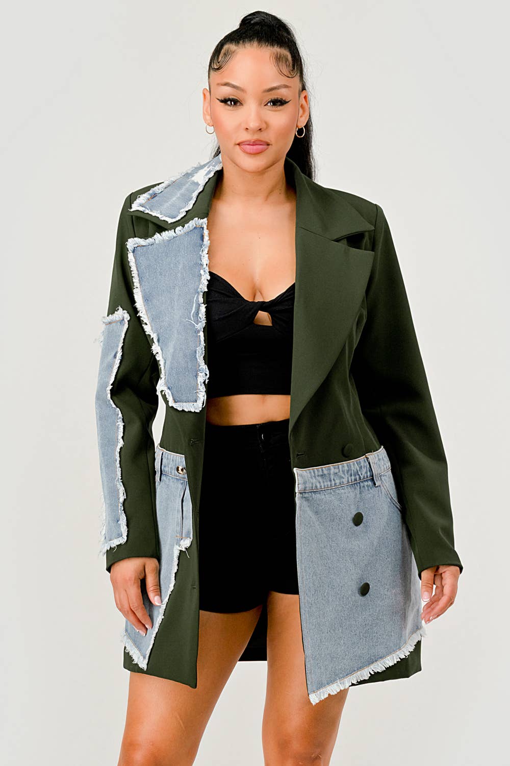 Athina Denim Mix Casual Blazer