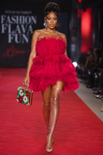 Load image into Gallery viewer, Red tulle sleeveless dress   sz med, best fitting sz 6
