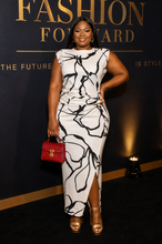 Load image into Gallery viewer, Donna Karan black and white dress                    sz untagged, Best fitting sz 18
