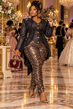 Load image into Gallery viewer, High low blazer/snake print legging 2 piece set   sz xl
