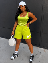 Load image into Gallery viewer, Lime Nike shorts/lime corset top 2 piece set   sz small
