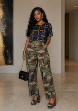Load image into Gallery viewer, Camo pant/sequin top   sz medium
