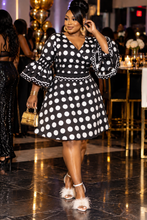 Load image into Gallery viewer, Ankara polka dot wrap flare dress             one size
