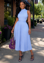Load image into Gallery viewer, Blue on blue pleated skirt/top 2 piece set          sz sm-10
